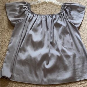 Silky Silver Off shoulder Blouse